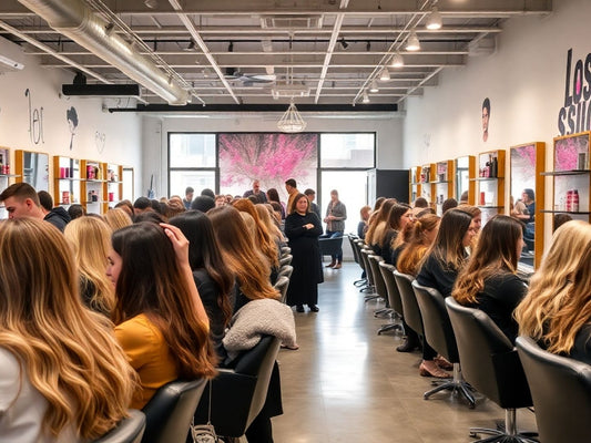 Intérieur de salon de coiffure élégant avec des clients se faisant couper les cheveux.