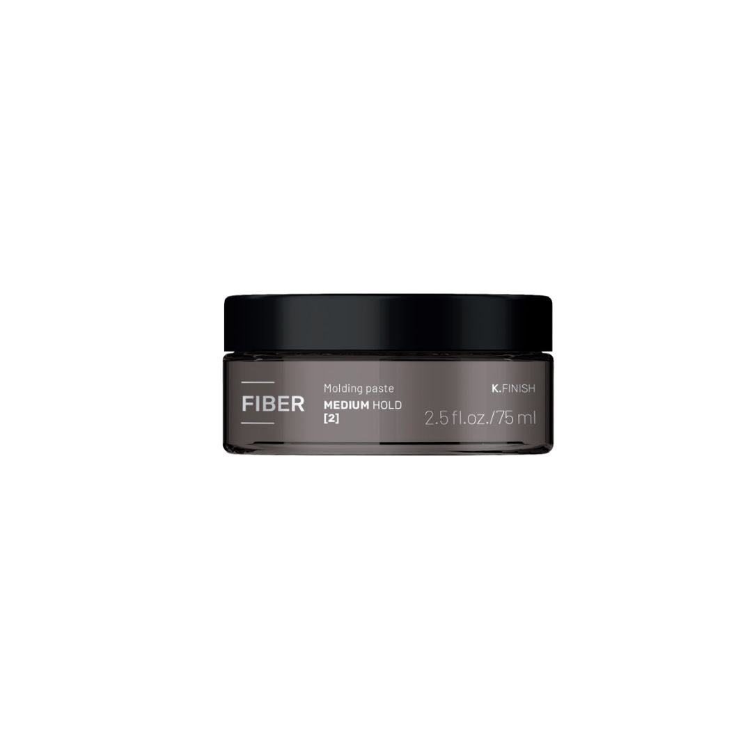 K.Finish Fiber Molding Paste jar, medium hold hair product for strong texture control and UV protection, 75 ml.