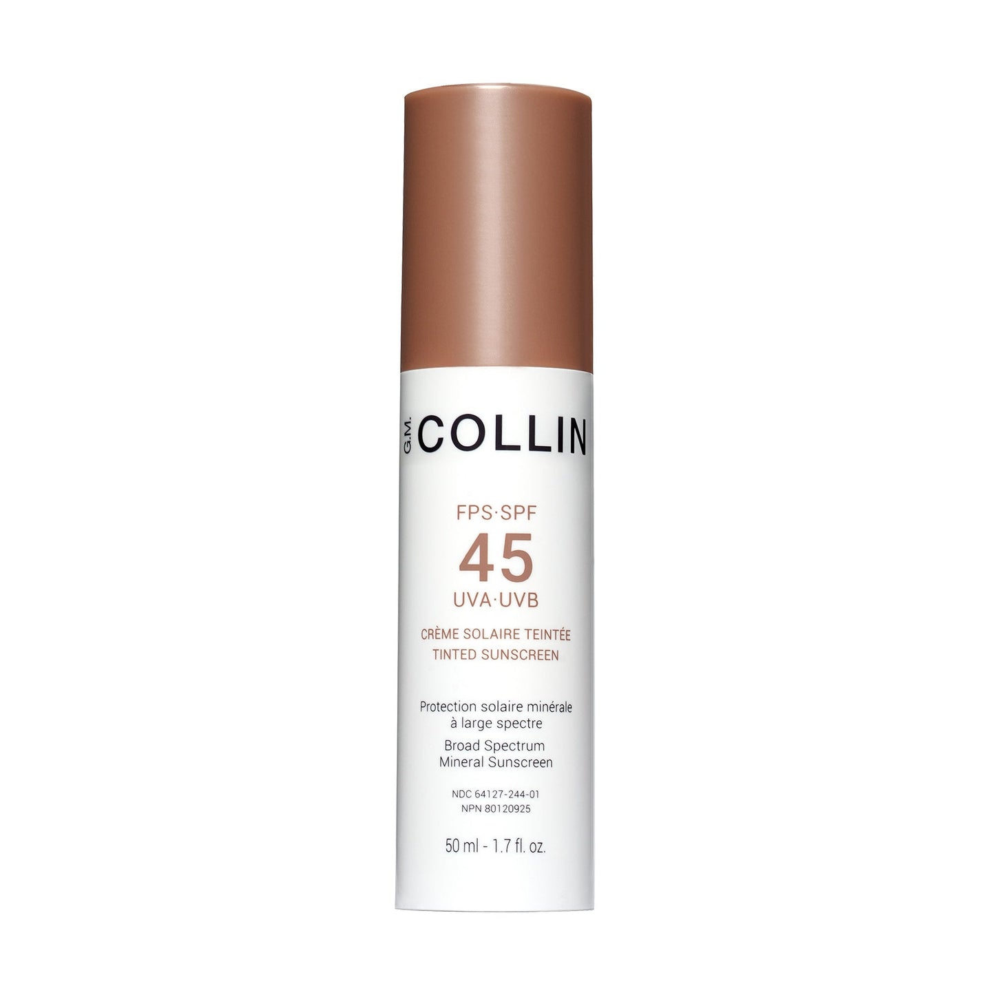 SPF 45 tinted sunscreen with broad-spectrum protection in a sleek bottle for healthy, radiant skin.
