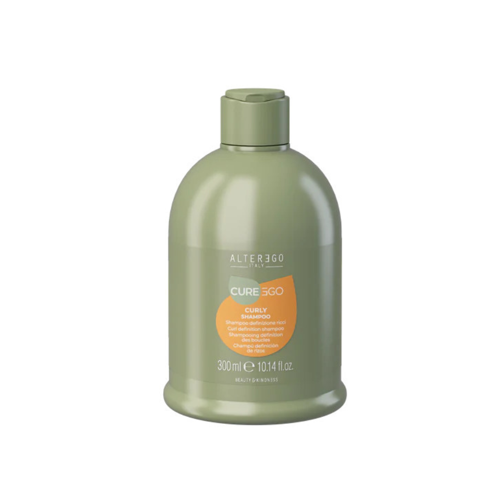 Curly Hair Shampoo by ALTEREGO, 300ml bottle for gentle cleansing and hydration of curls, free from sulfates and parabens.