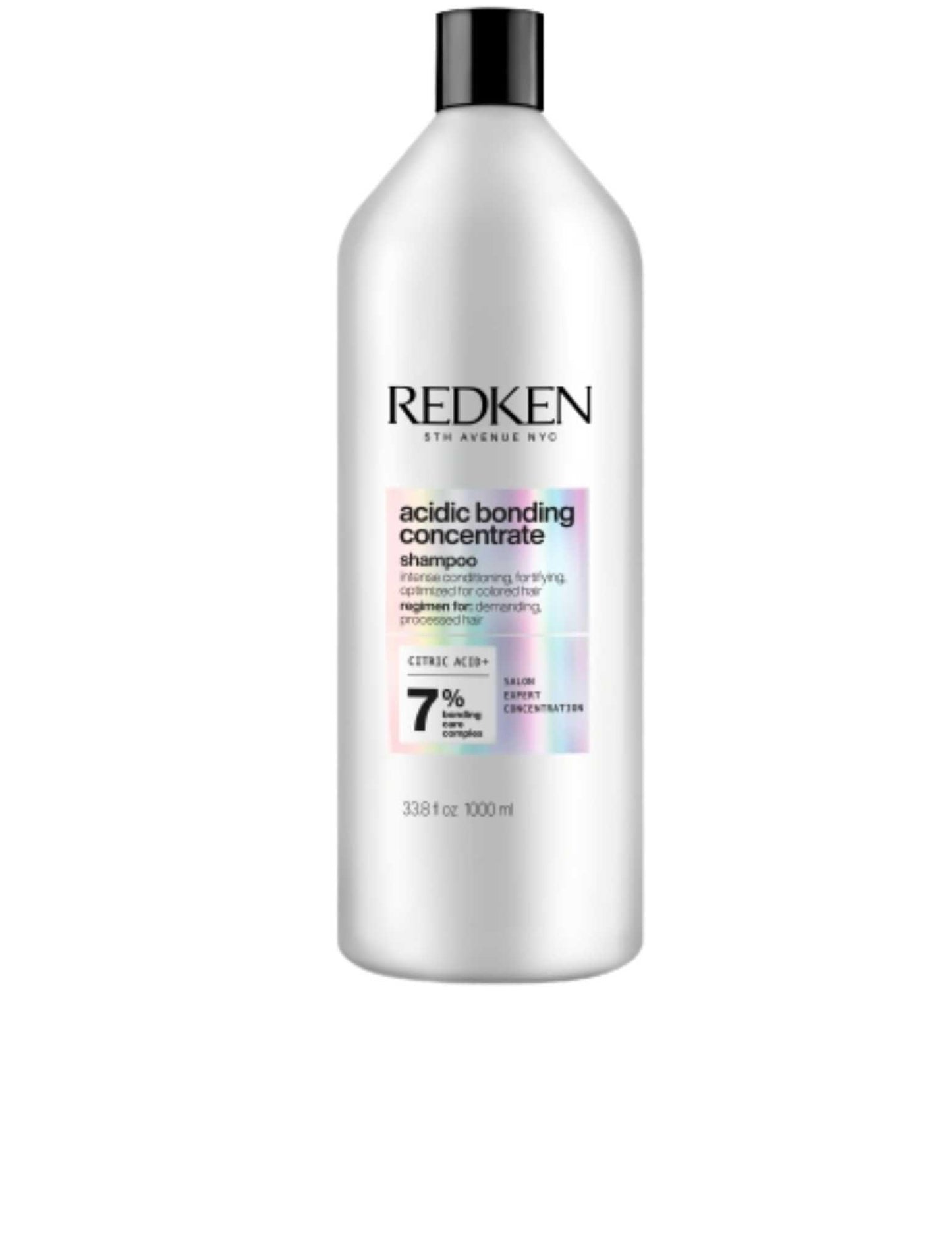 Redken Acidic Bonding Concentrate 1L Shampoo bottle, designed to strengthen and repair hair bonds for all hair types.
