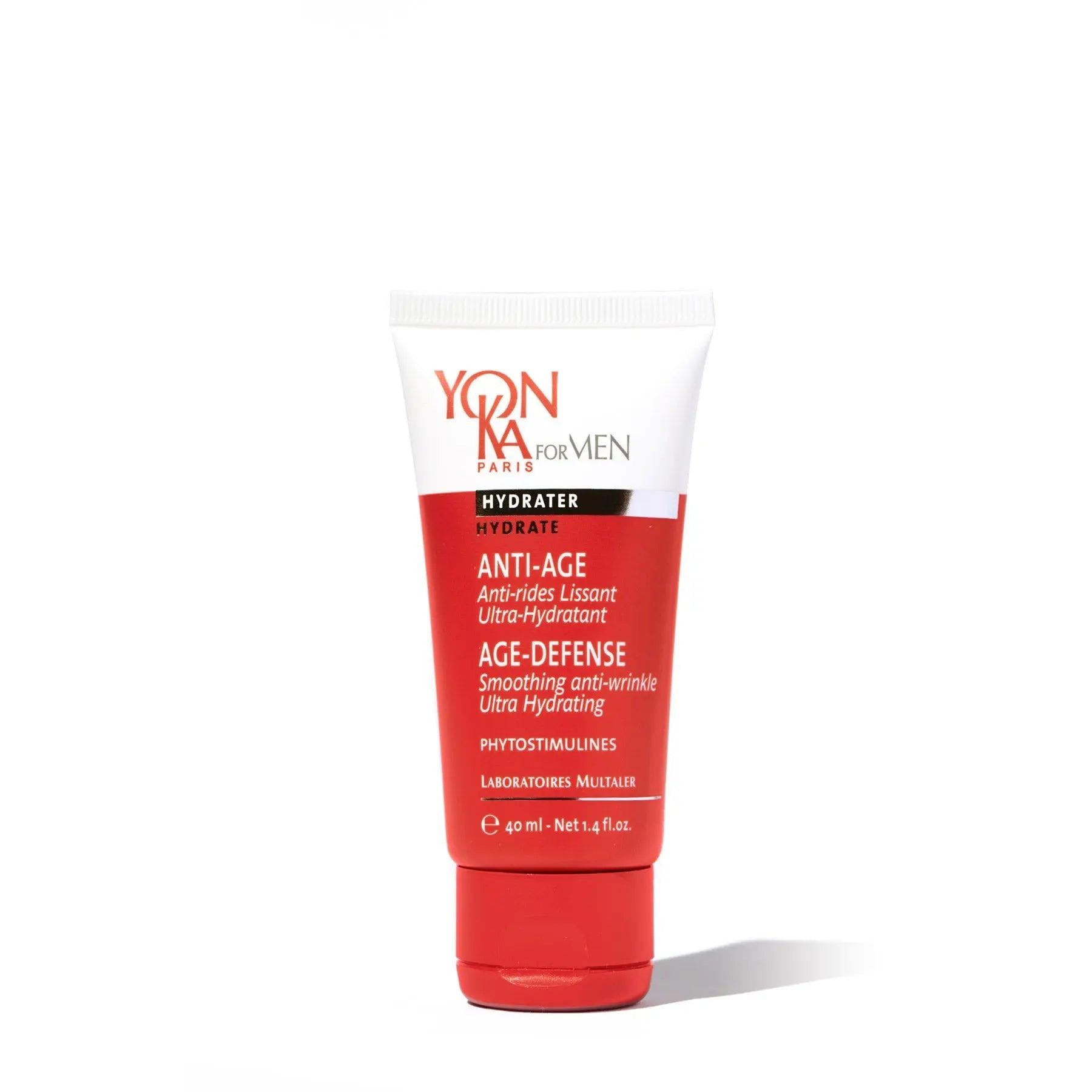 Yon-Ka Age-Defense cream for men, ultra-hydrating moisturizer to reduce fine lines and wrinkles. 40ml tube.