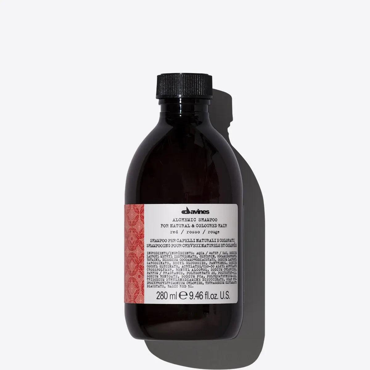 Alchemic Shampoo Red bottle, 280 ml, color-enhancing shampoo for cool red tones, by Davines.