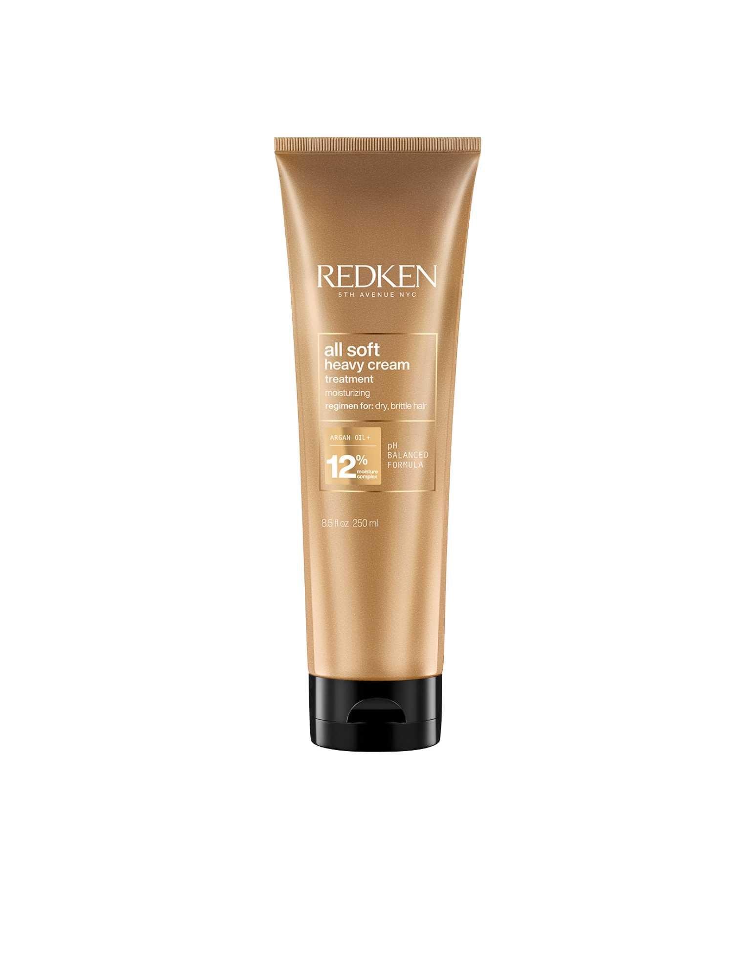 Redken All Soft Heavy Cream tube for intense moisture and nourishment for dry, brittle hair.