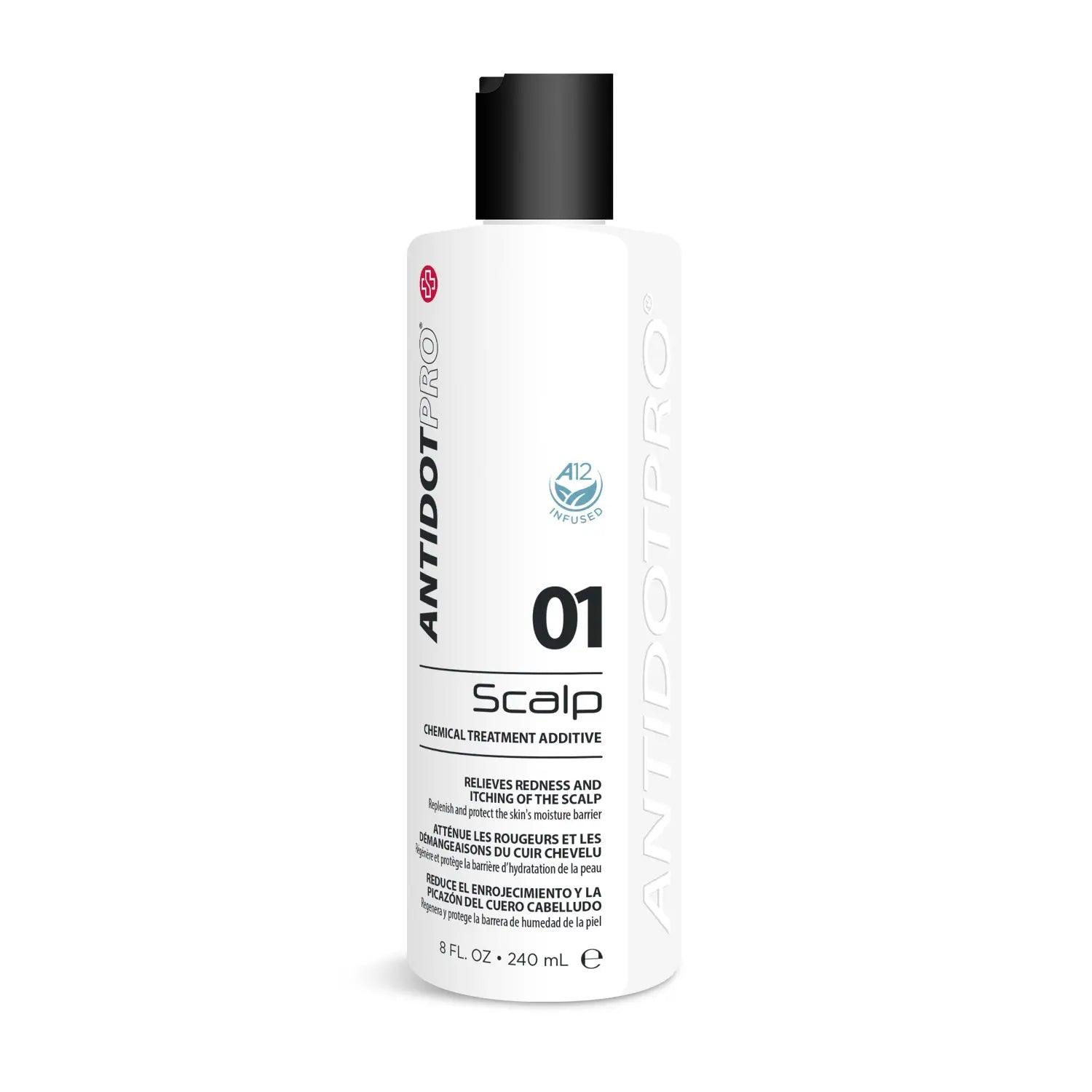 AntidotPro 01 Scalp 240ML bottle for scalp protection against chemical irritations and dermatitis.