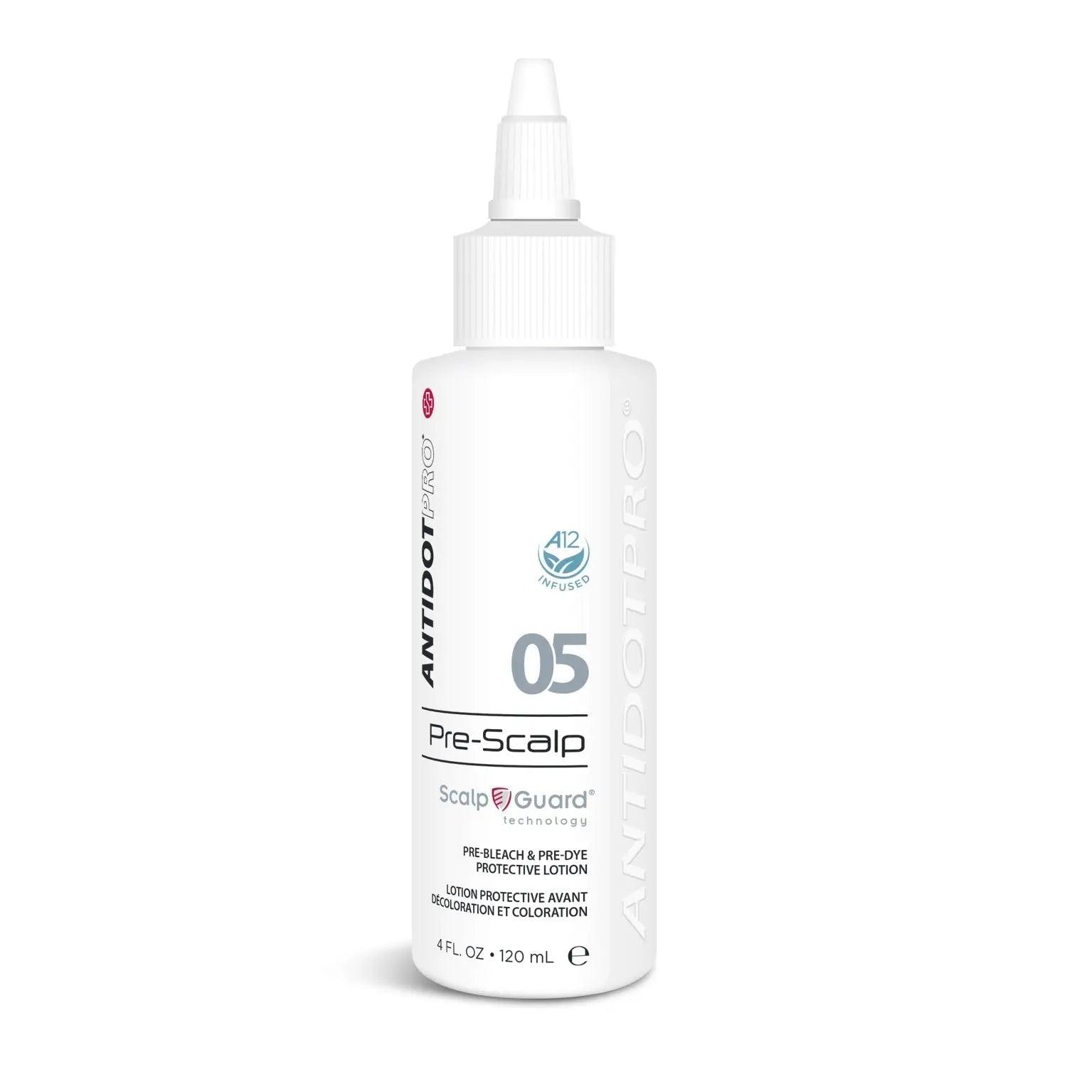 AntidotPro 05 Pre-Scalp anti-dermatitis lotion, 120ML bottle for scalp protection during chemical treatments.