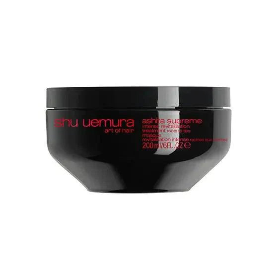 Shu Uemura Ashita Supreme Mask jar, a luxurious hair treatment for deep nourishment and hydration for all hair types.