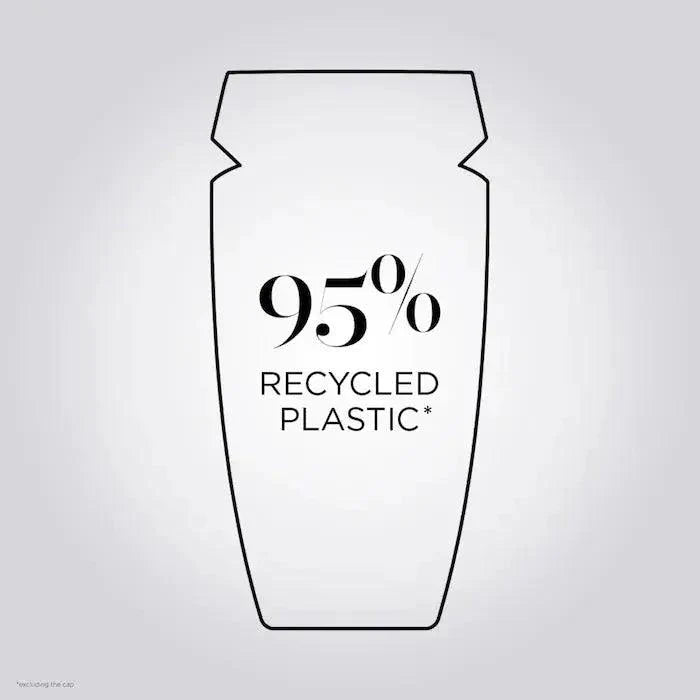 95% recycled plastic container illustration, promoting eco-friendly and sustainable packaging.