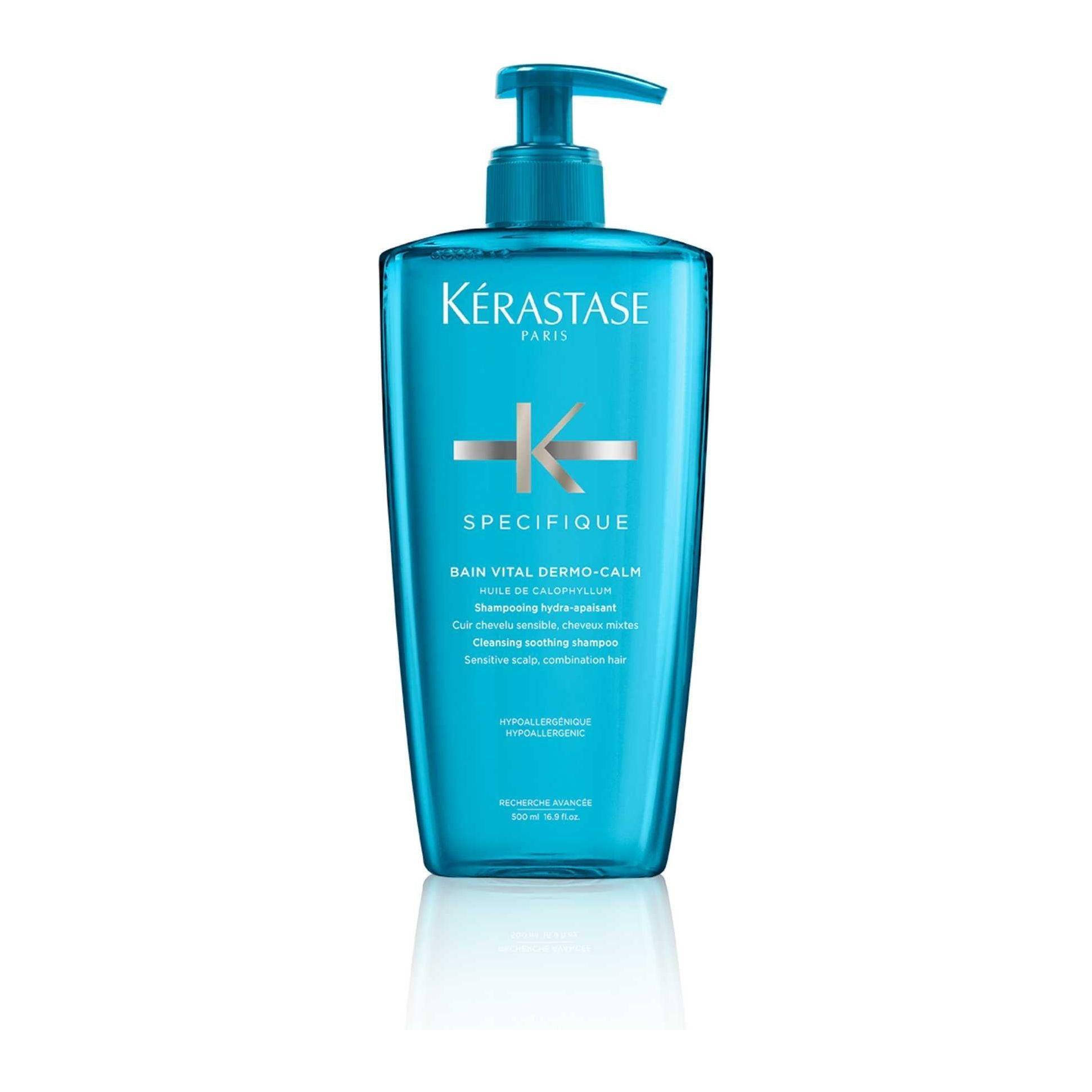 Kérastase Specifique Bain Vital Dermo-Calm Shampoo for Sensitive Scalp and Conditioning Hair in Blue Pump Bottle