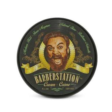 Barberstation Cream hair styling product, water-based wax with medium hold and natural shine, ideal for textured and curly hair.