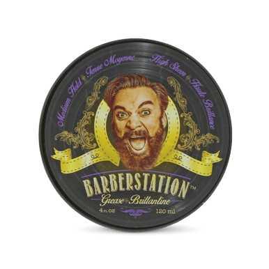 Barberstation Grease pomade in 120 ml container, featuring firm hold and high sheen for classic hairstyles.