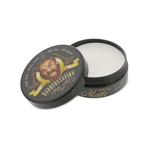 Barberstation Matte water-based styling product in a black tin, ideal for textured, voluminous hairstyles with a matte finish.