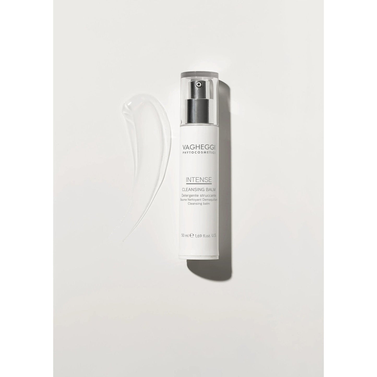 Baume Nettoyant Démaquillant Intense in a sleek bottle with gel texture for effective skin cleansing and make-up removal.