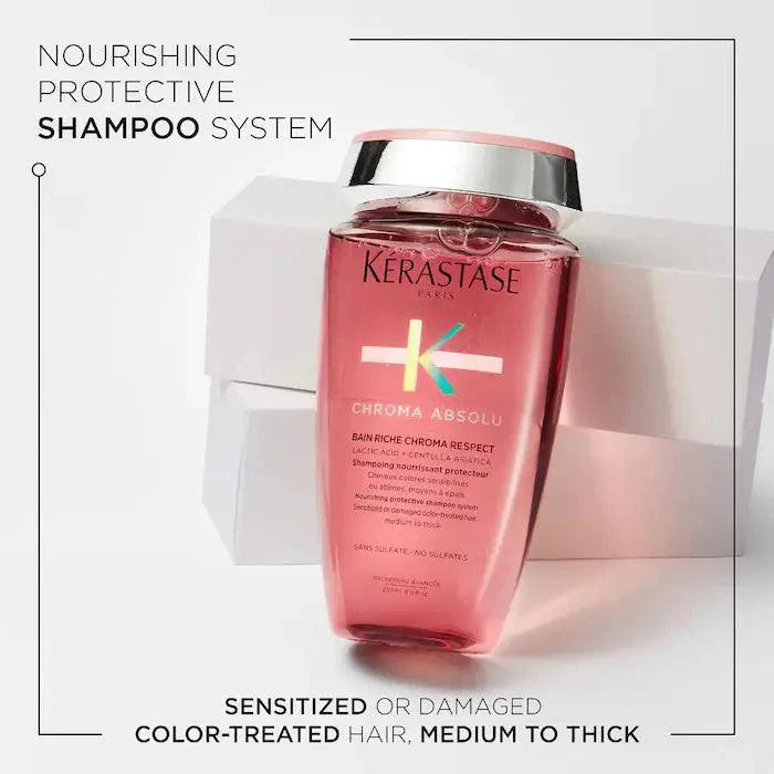 Kerastase Chroma Absolu shampoo for sensitized color-treated hair, nourishing protective system for medium to thick hair