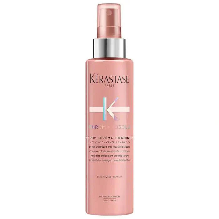 Kérastase Chroma Thermique hair serum for color-treated hair in pink bottle