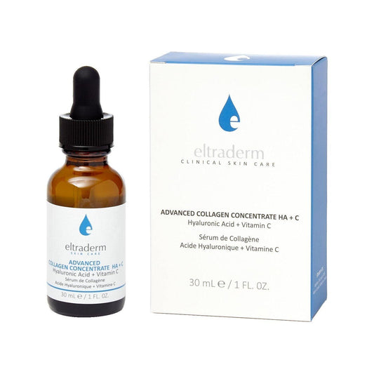 Advanced Collagen Concentrate HA+C serum with Hyaluronic Acid and Vitamin C in 30ml bottle and box packaging.