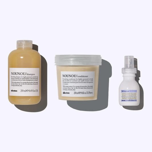 Davines Color + Sun Hydration Set featuring hydrating shampoo, conditioner, and SU Hair Milk for color-treated hair.