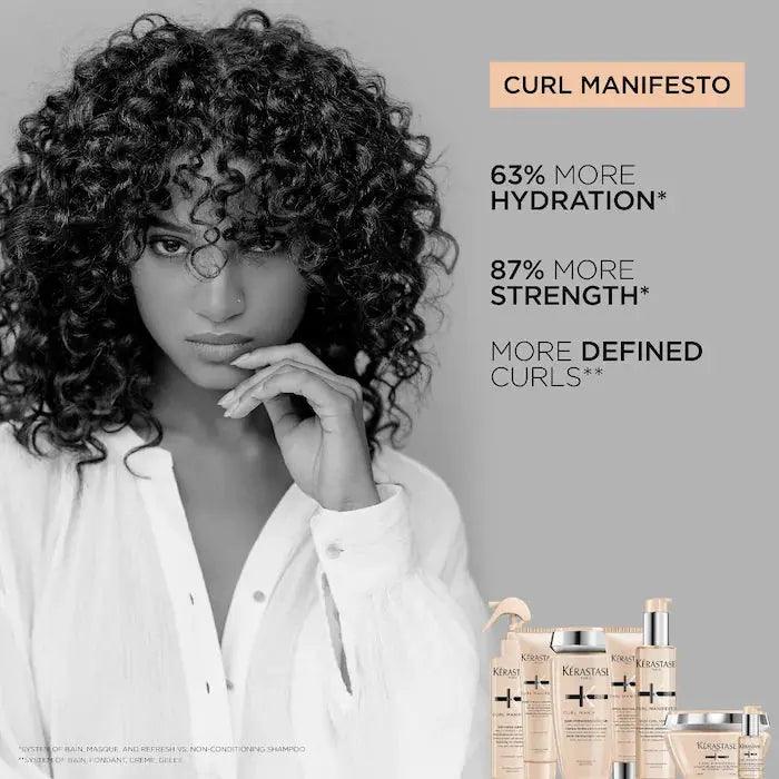 Curl Manifesto hair cream for curly hair with benefits of hydration, strength, and defined curls.