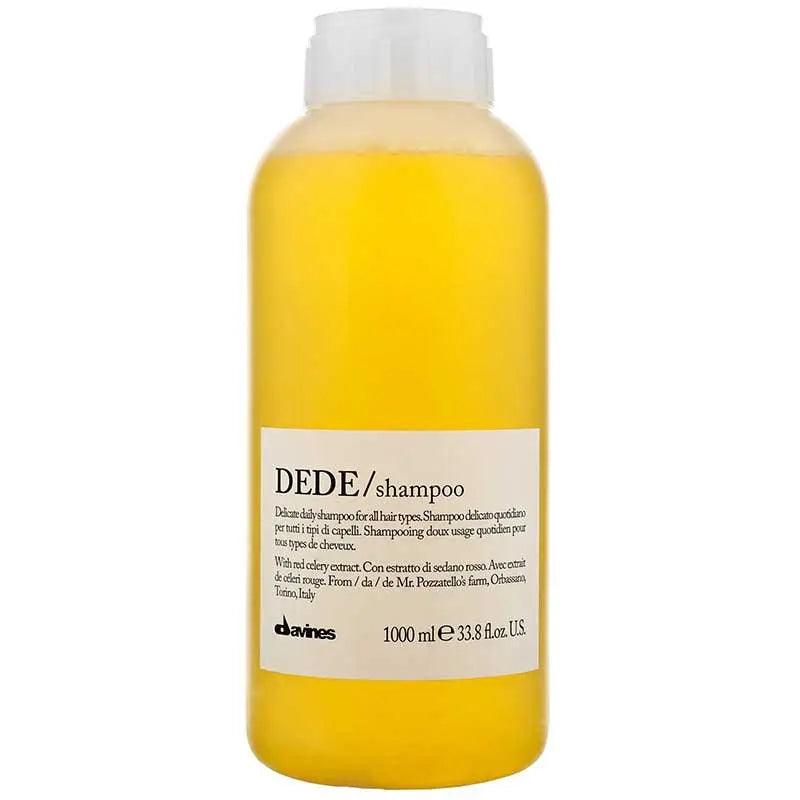 Davines Essential Haircare DEDE Shampoo in a 1000ml bottle, ideal for gentle cleansing of fine to medium hair.