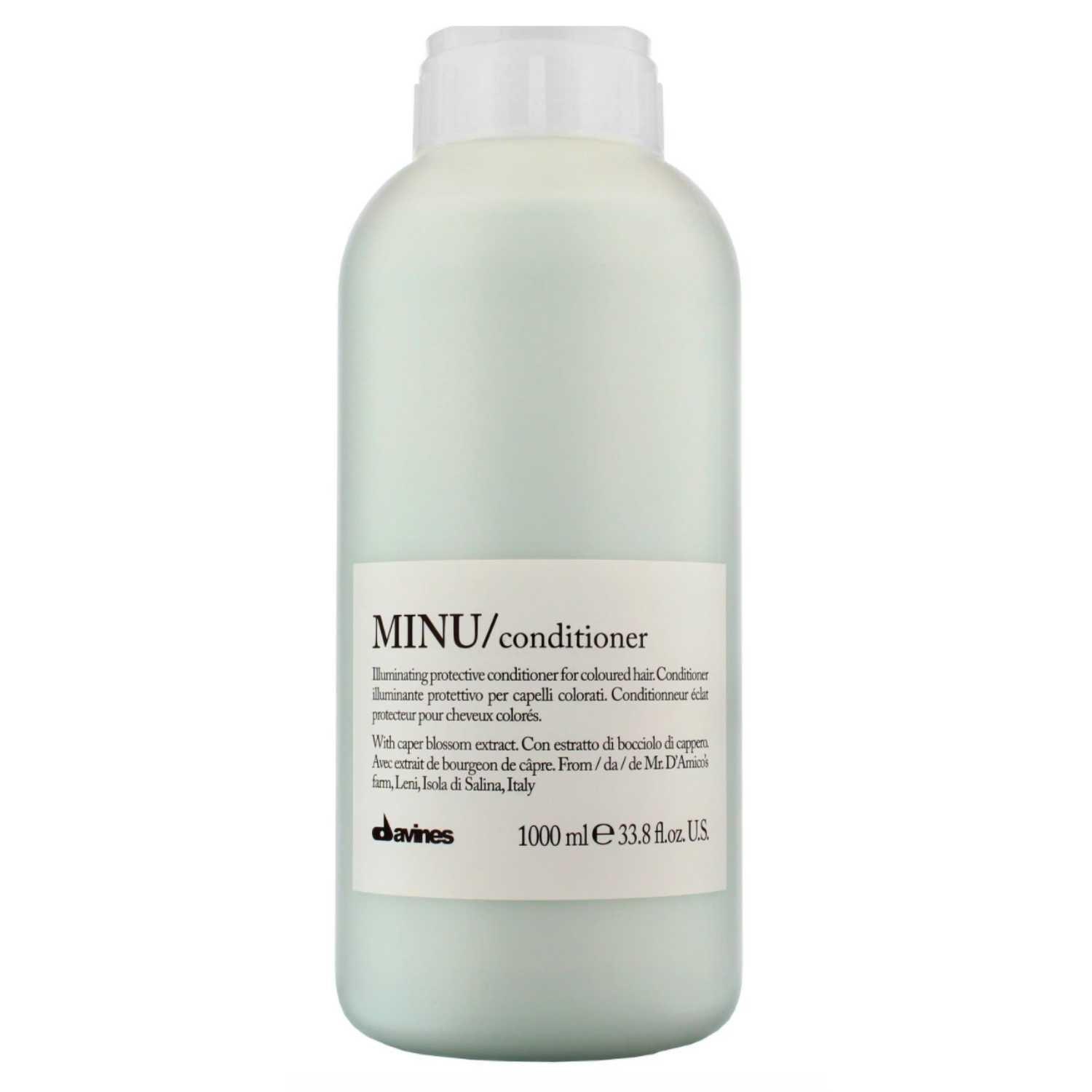 Davines Essential Haircare MINU Conditioner for colored hair, 1000ml, illuminating and protective formula for soft, silky hair.