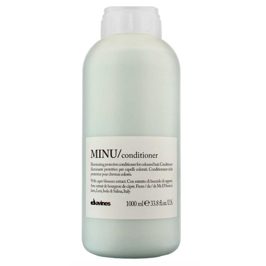Davines Essential Haircare MINU Conditioner for colored hair, 1000ml, illuminating and protective formula for soft, silky hair.