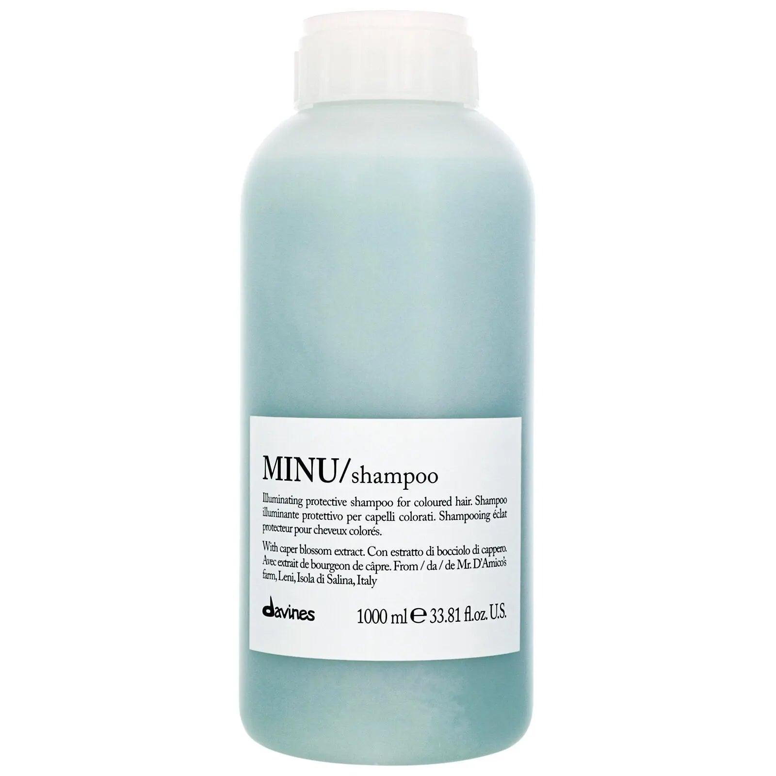 Davines Essential Haircare MINU Shampoo 1000ml, protective shampoo for colored hair with natural ingredients.