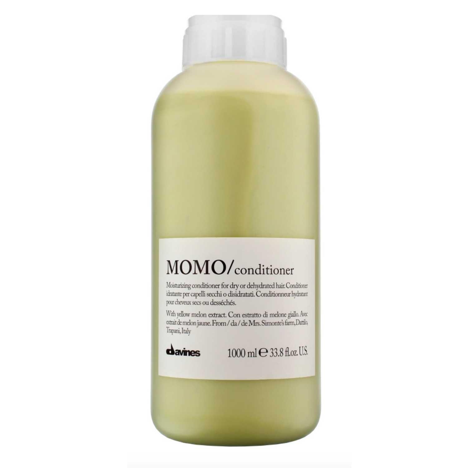 Davines Essential Haircare MOMO Conditioner 1000ml, lightweight formula for dry hair, hydrates and untangles for soft, silky results.