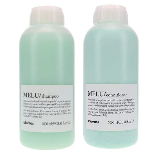 Davines Melu Pro Size Shampoo and Conditioner 1L Duo, anti-breakage, nourishing hair care for long and damaged hair.