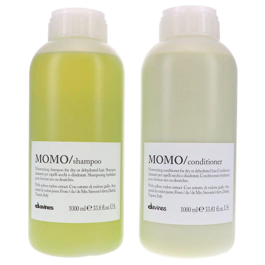 Davines Momo shampoo and conditioner duo, 1L bottles for dry or dehydrated hair, moisturizing and hydrating formula.