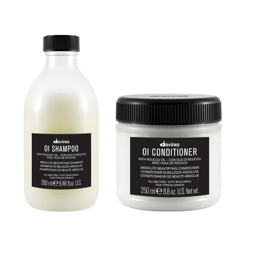 Davines OI Shampoo and Conditioner Duo 280 ml and 250 ml for soft, shiny, and voluminous hair care.