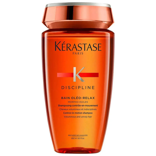 Kérastase Discipline Bain Oléo-Relax Shampoo for frizz control and smooth unruly hair, 250 ml bottle.