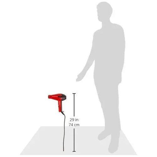 Elchim Classic 2001 hair dryer with a silhouette for size reference, showcasing its lightweight and professional design.