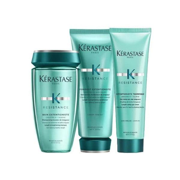 Kérastase Résistance hair care products for stronger, longer hair – shampoo, conditioner, and leave-in treatment set