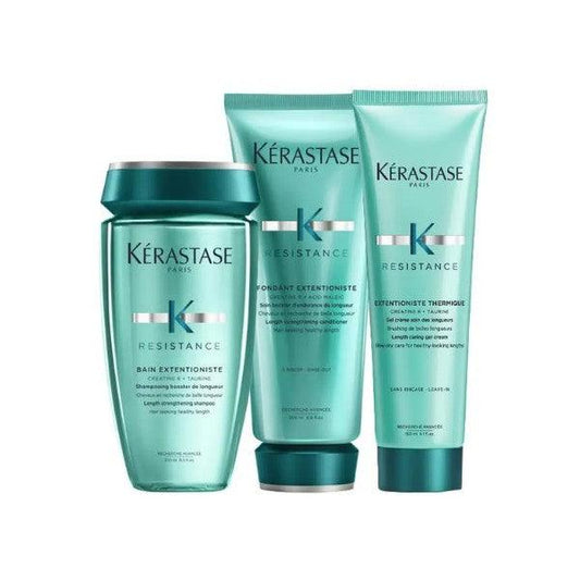 Kérastase Résistance hair care products for stronger, longer hair – shampoo, conditioner, and leave-in treatment set