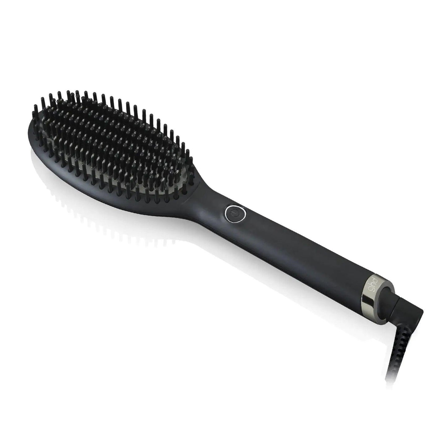 Ghd Glide smoothing hot brush featuring ceramic technology and ionizer for frizz-free, healthy hair styling.