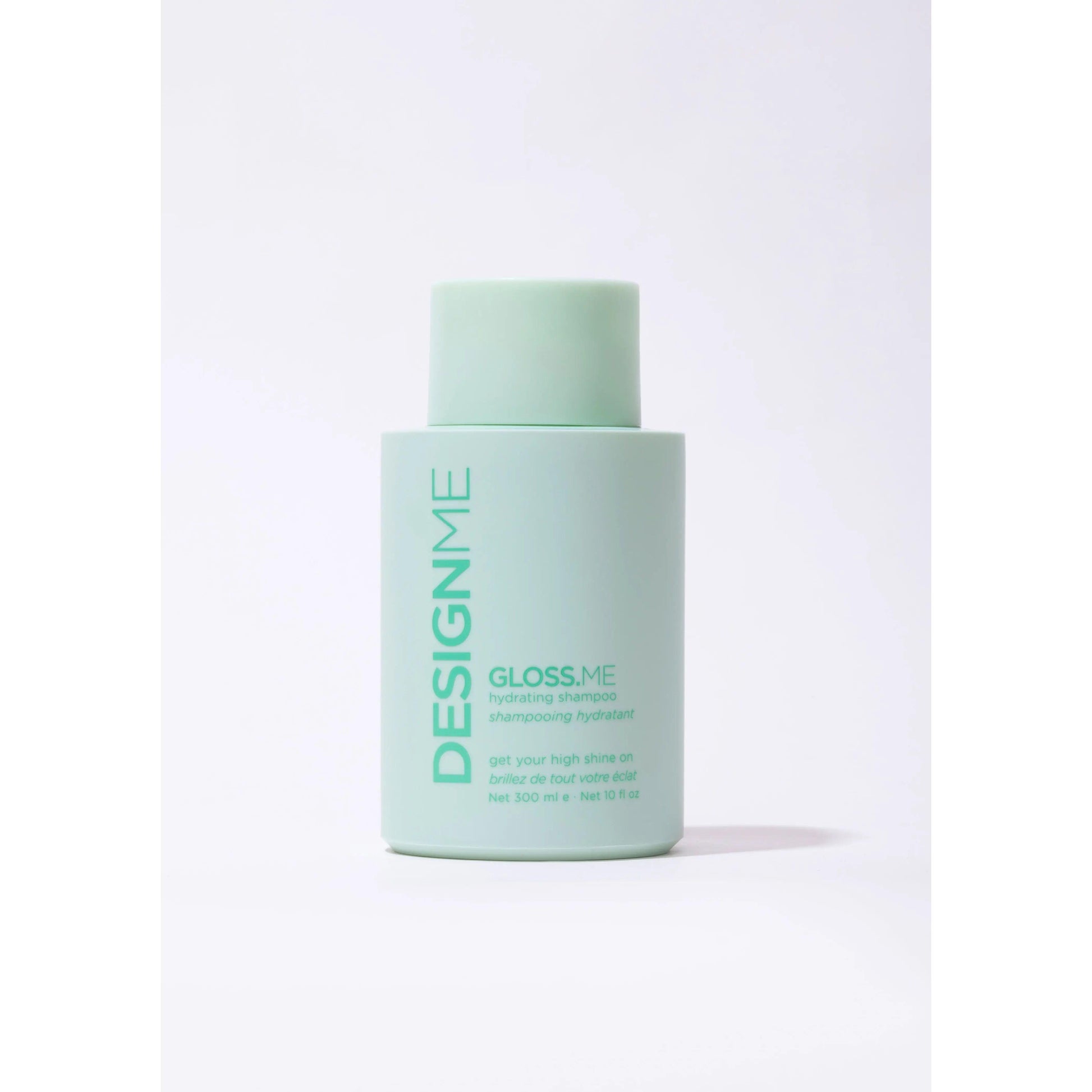 DESIGNME Gloss Me hydrating shampoo in green bottle for shiny and healthy hair, 300mL 10.1 fl oz