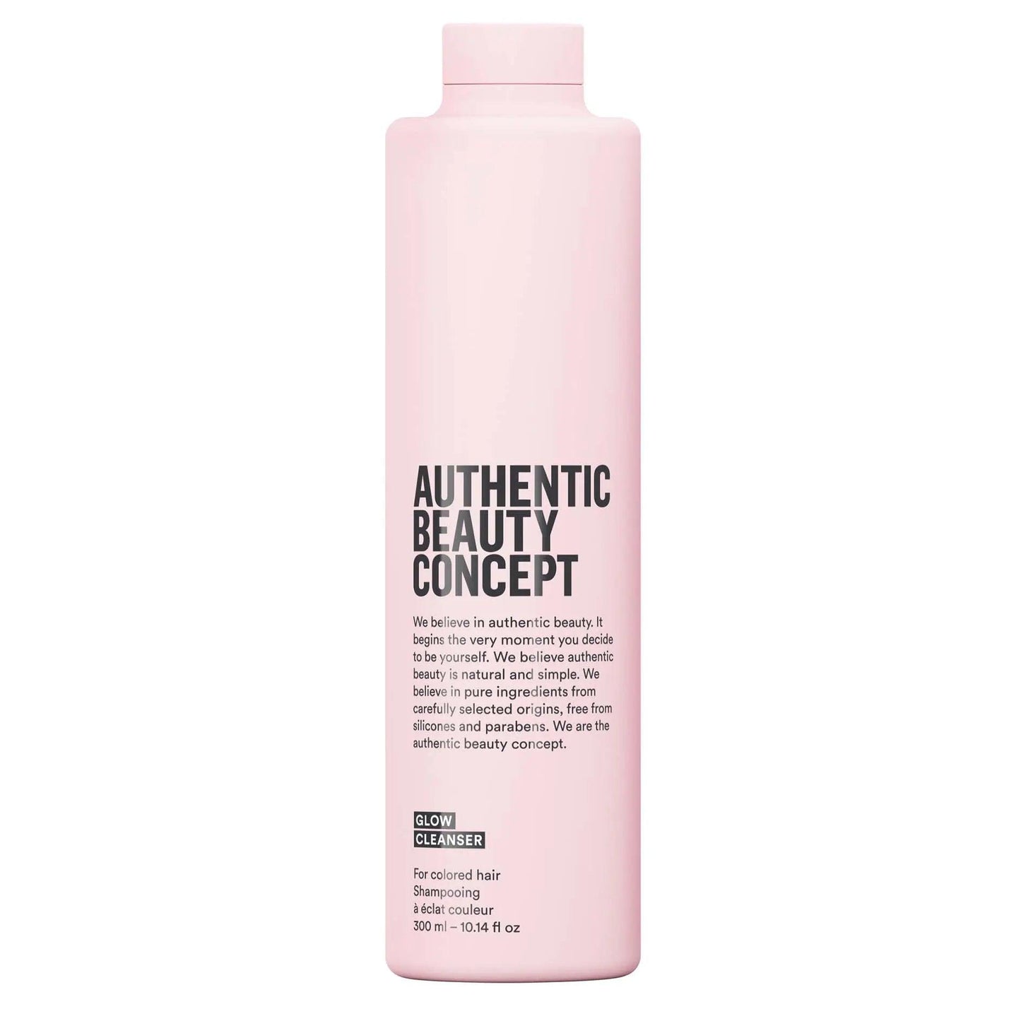 Authentic Beauty Concept Glow Cleanser for colored hair, free from sulfates and silicones, promoting radiant and moisturized locks.