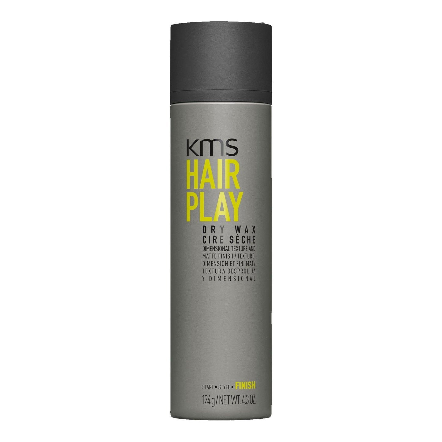 KMS Hairplay Dry Wax 150ml packaging, lightweight styling wax for flexible hold and dimensional texture.