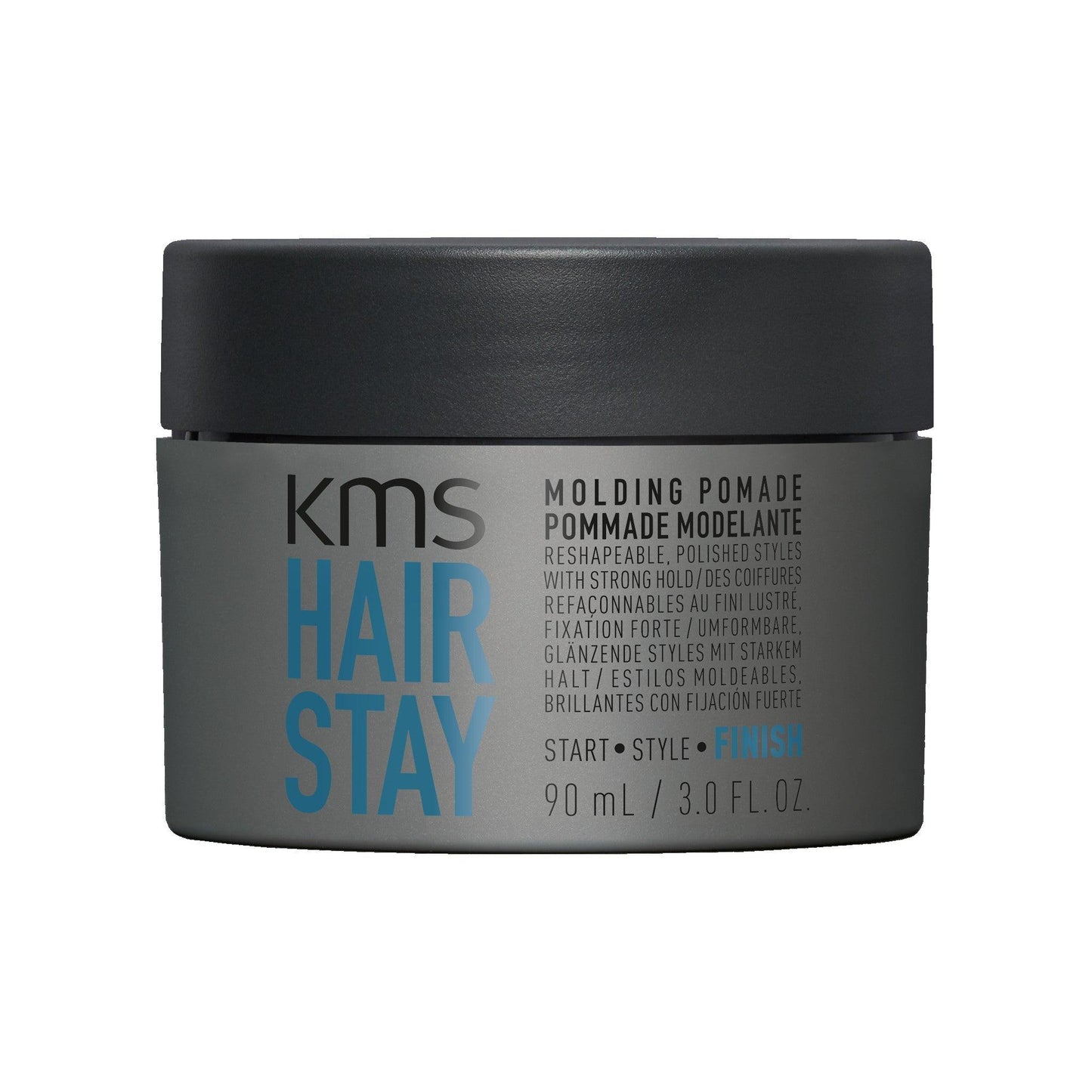 KMS Hairstay Molding Pomade 90ml for strong hold and polished styles, featuring a non-greasy formula for grooming.
