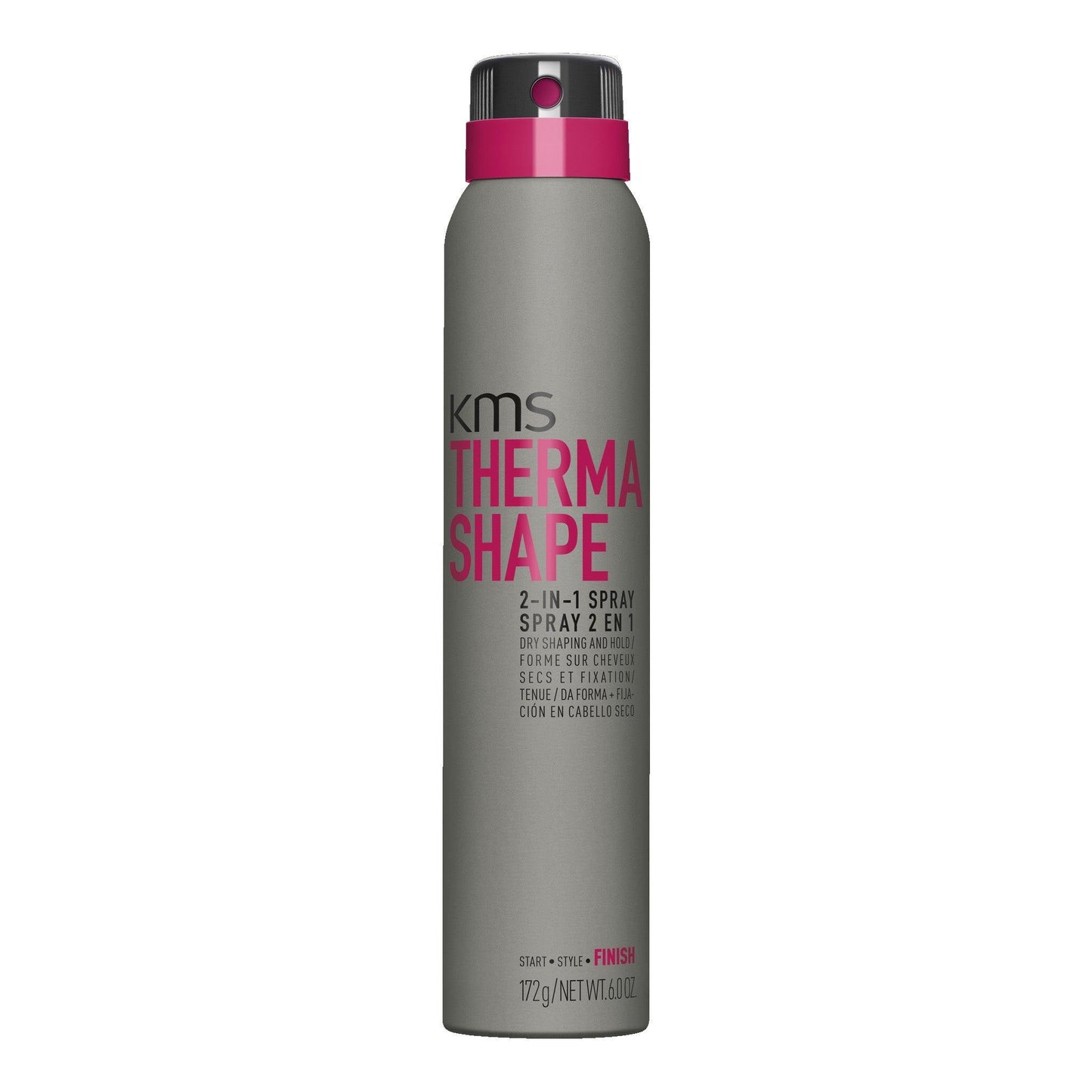 KMS Thermashape 2-in-1 Spray 200ml for dry hair, providing hold, shine, and reducing breakage up to 50%.