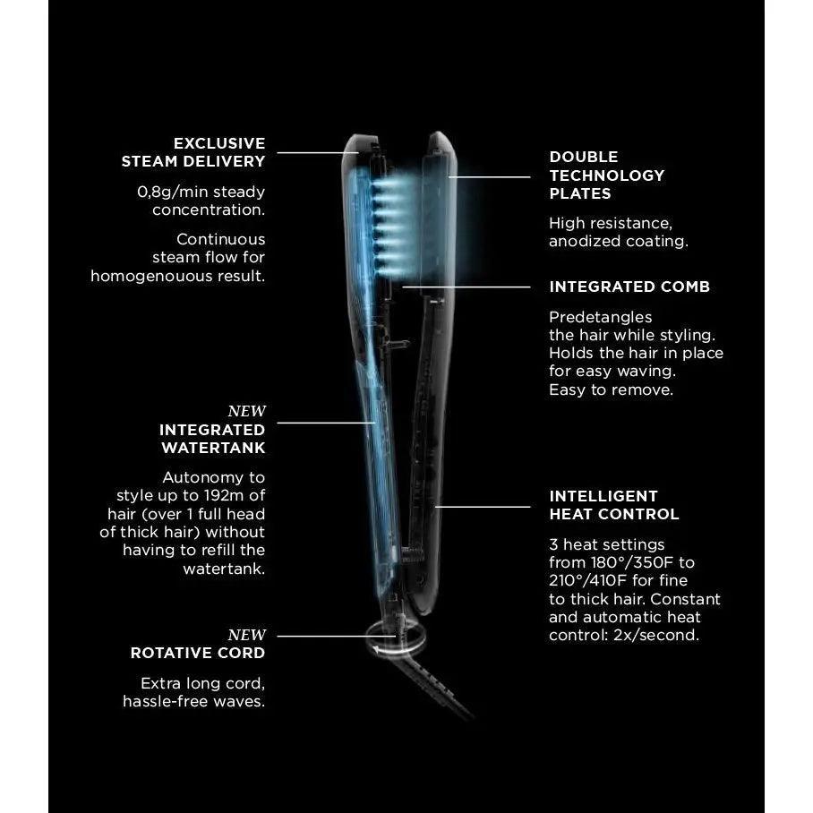 L’Oréal Professionnel Steampod 3.0 features steam delivery, integrated comb, and adjustable heat control for effortless styling.