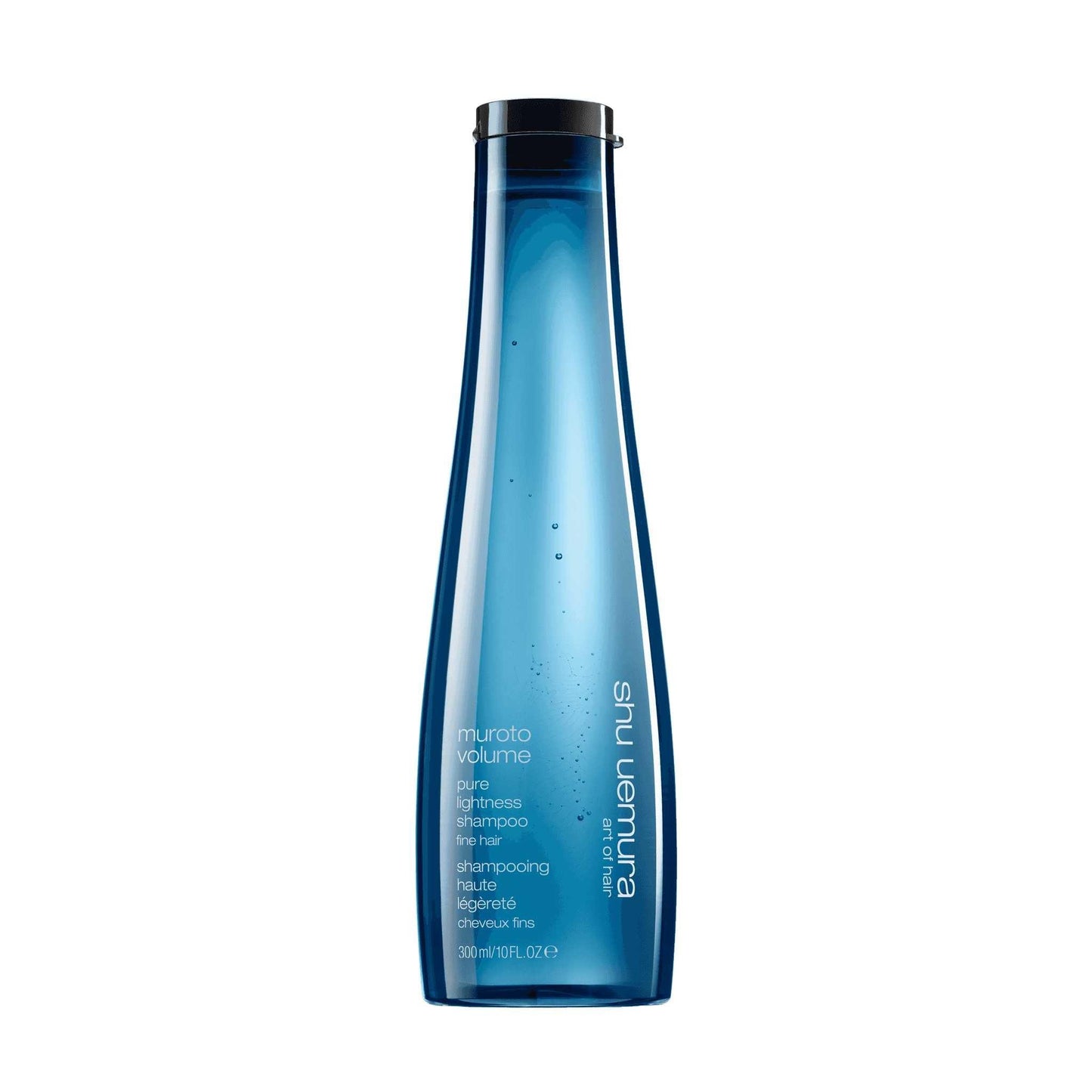 Shu Uemura Muroto Volume Shampoo bottle for fine hair, designed for body, lift, and shine without weighing hair down.