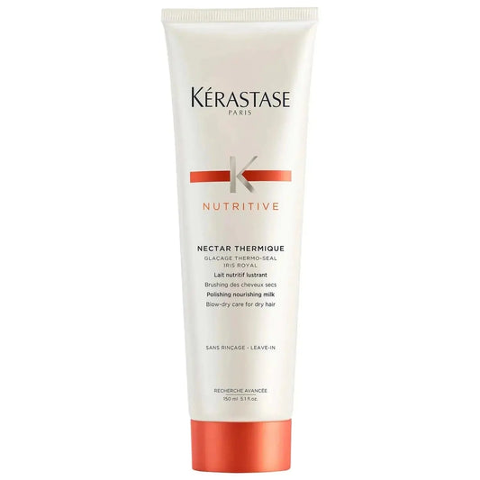 Kérastase Nectar Thermique anti-frizz blow-dry milk for medium to thick dry hair in a recyclable tube.