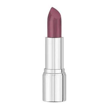 Malu Wilz Nourishing Lipstick in a sleek silver tube with a vibrant mauve shade, perfect for nourishing and coloring lips.