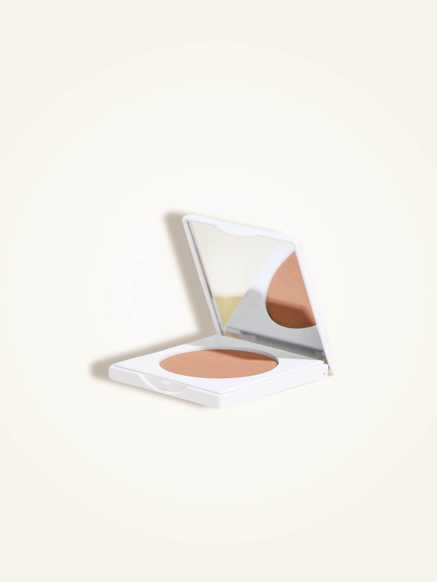 Matte bronzing powder in a compact, featuring a mirror for easy application and a natural tan finish.