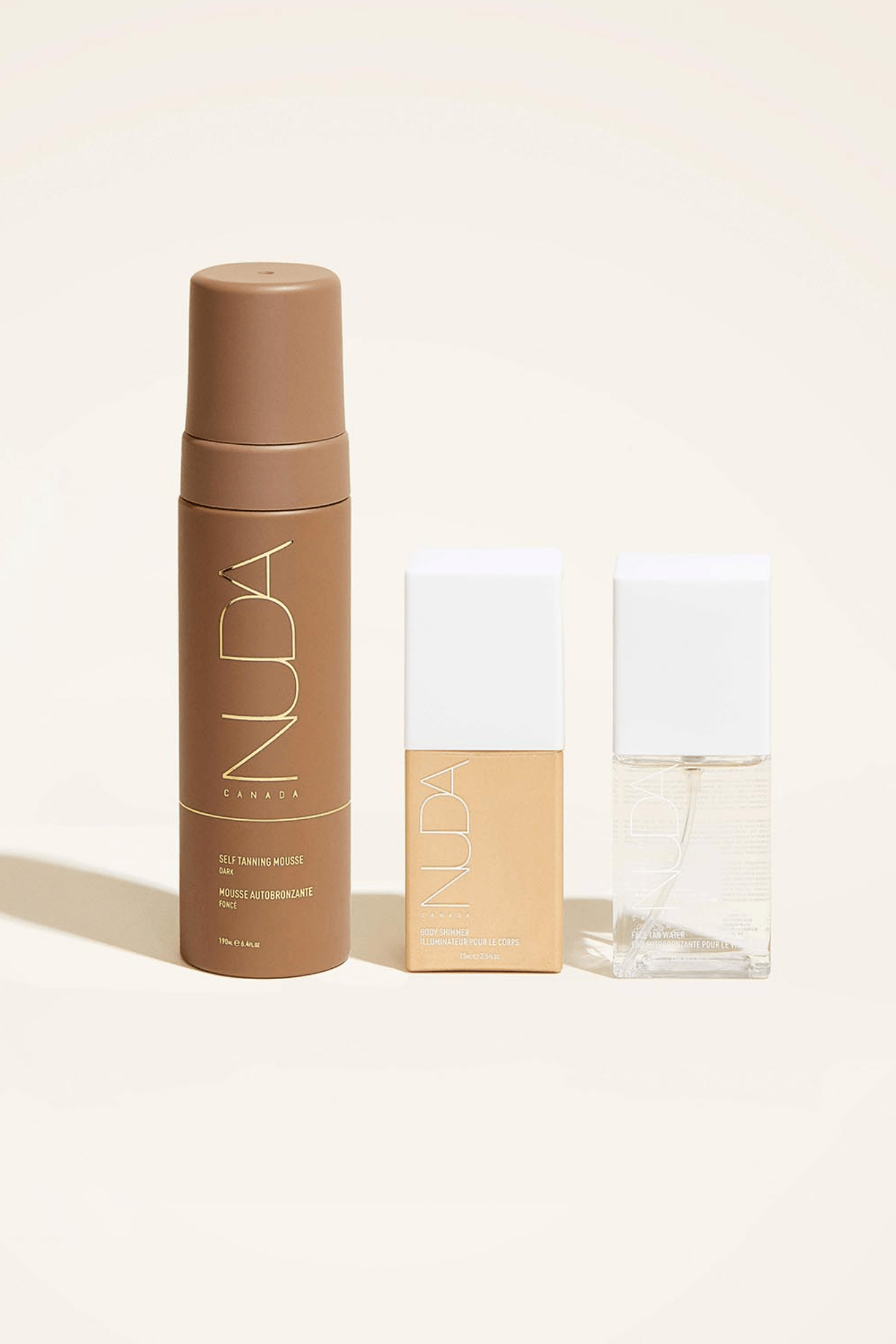 Ultimate Glow Trio featuring self tanning mousse, facial tanner, and bronzing glow drops for customized tanning.