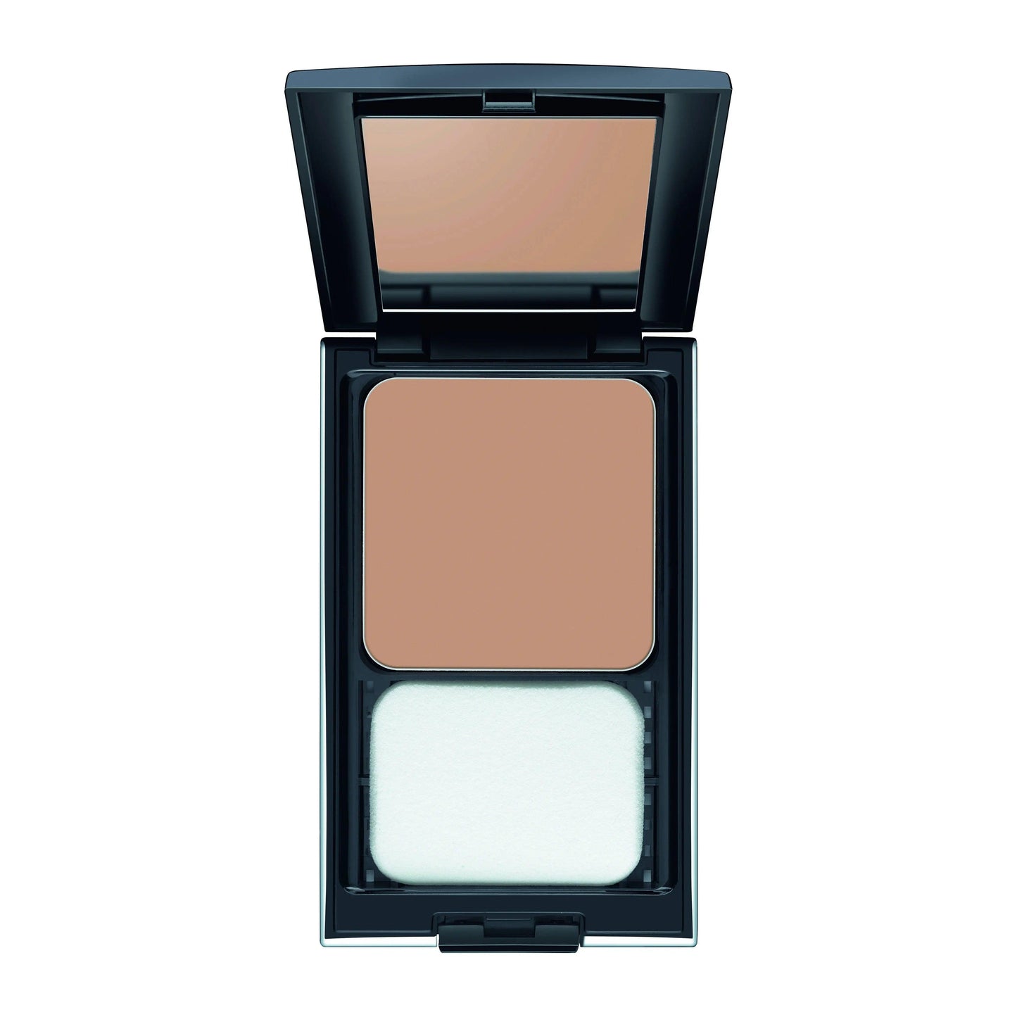 Malu Wilz Perfect Finish Powder Foundation in compact with applicator, providing a matte finish for a flawless complexion.