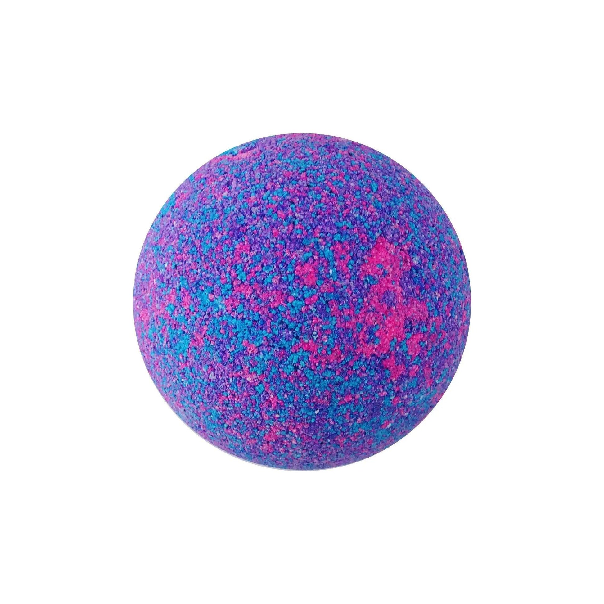 Vibrant XL bath bomb in pink and blue colors, infused with soothing natural ingredients for a relaxing bath experience.