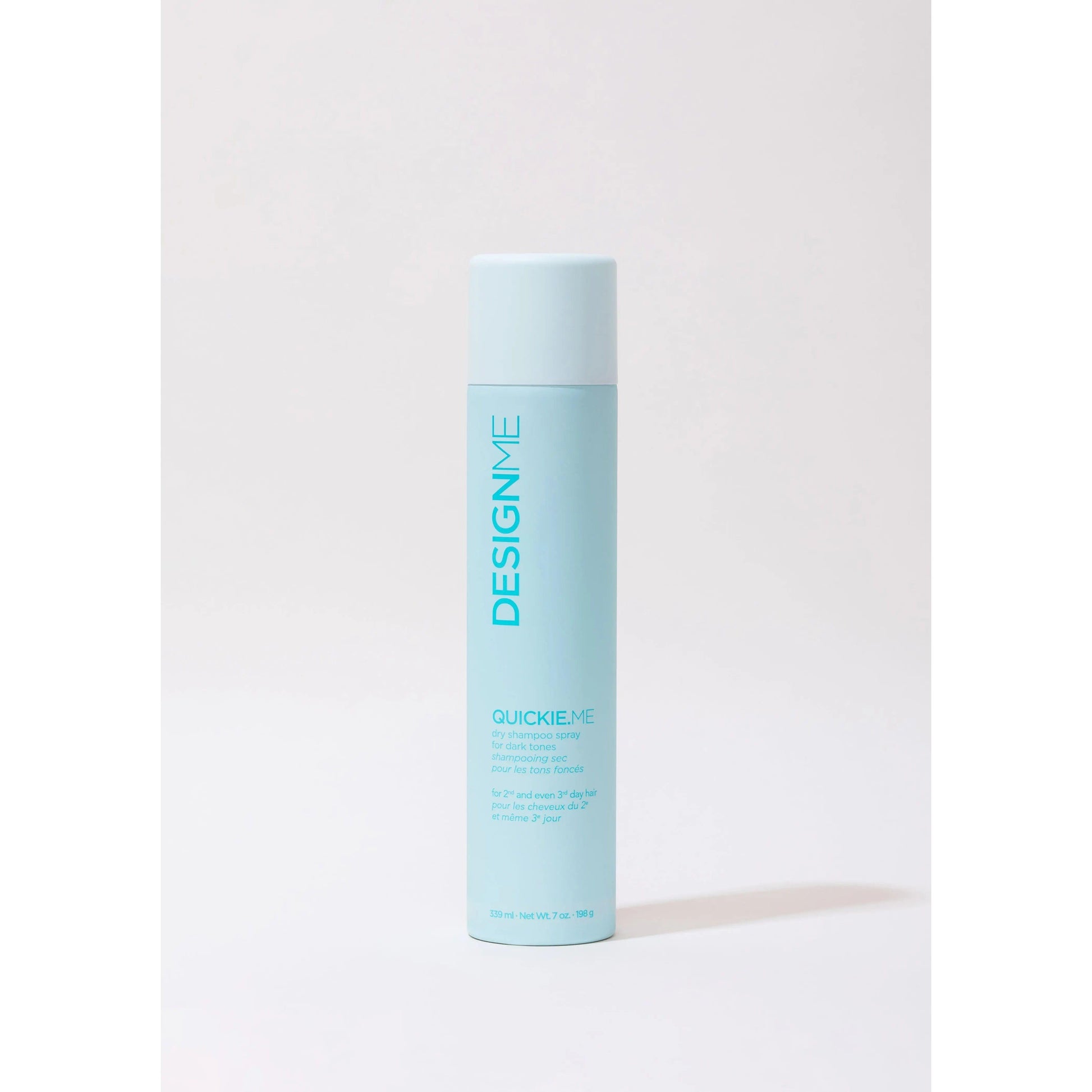 DesignMe Quickie.Me dry shampoo spray bottle against a white background