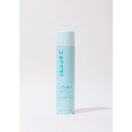 DesignMe Quickie.Me dry shampoo spray bottle against a white background
